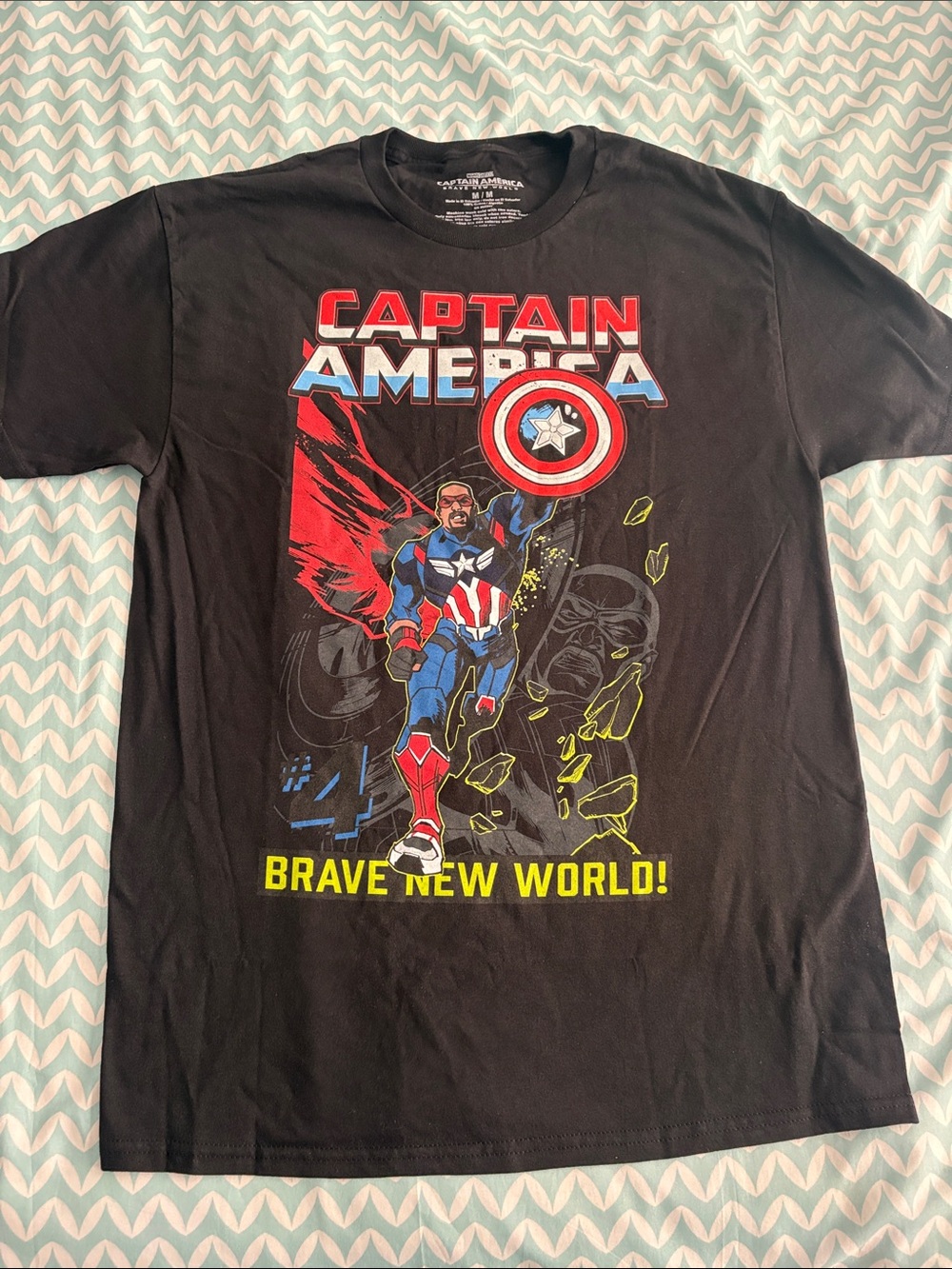 Marvel Captain America Graphic Tee - Black with Red, Blue, White